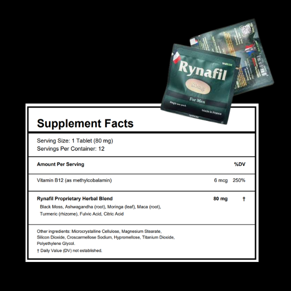 Rynafil Organic Men's Vitality Supplement 6pk/12pck